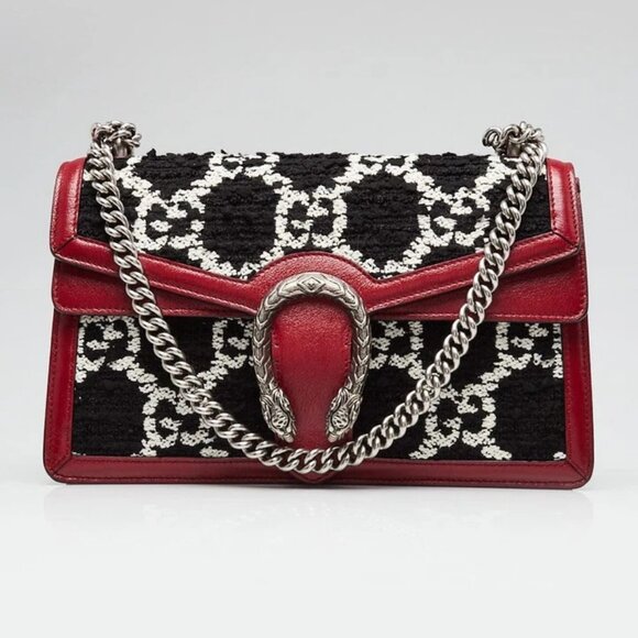 Gucci Black/Red Tweed GG Small Dionysus Bag - Picture 2 of 12